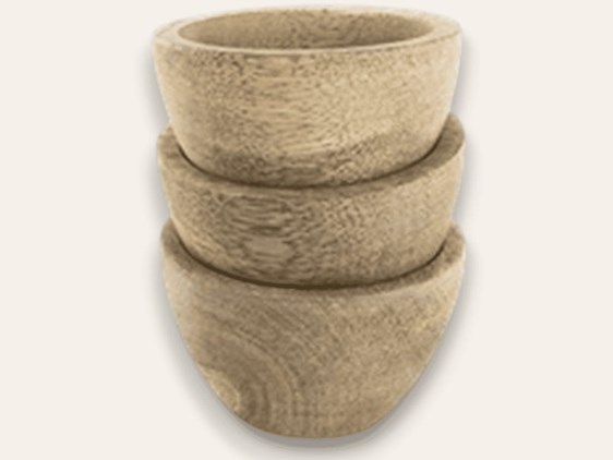 Set of Three Mini Mango Wood French Artisan Bowls