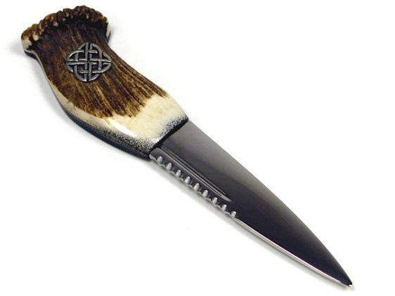 Sgian Dubh - Stag Antler Handle - Celtic Cross