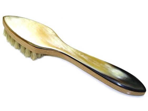 Horn Backed Shoe Polish Applicator - Light Bristles