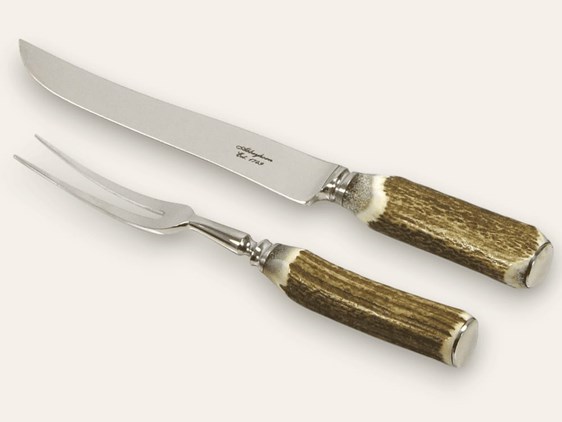 Stag Antler Handle Two Piece Carver Set Stag Antler Handle Two Piece Carver Set