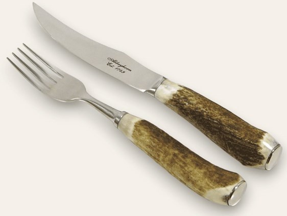 Steak Knife & Fork - Stag Antler