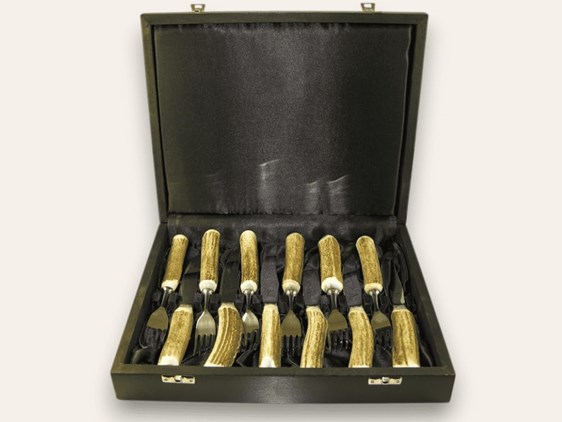 Steak Knives & Forks - Stag Antler - Set of Six Steak Knives & Forks - Stag Antler - Set of Six