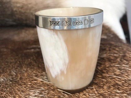 Horn Whisky Tot with Silver Band - Polished - Tiny - 60mm Horn Whisky Tot with Silver Band - Polished - Tiny - 60mm