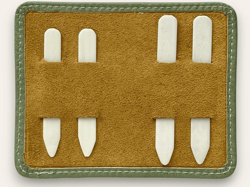 Bone Collar Stays with Green Leather Pouch | BCS-GX Bone Collar Stays with Green Leather Pouch | BCS-GX
