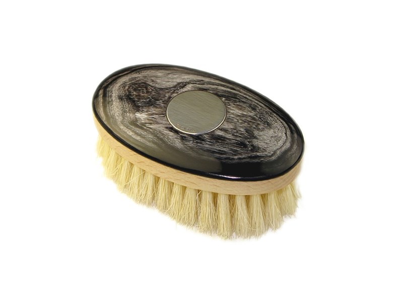 Horn & Boar Bristle Face Brush with Silver Disc