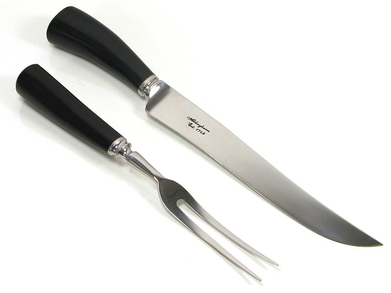 Polished Cow Horn Handle Two Piece Carver Set