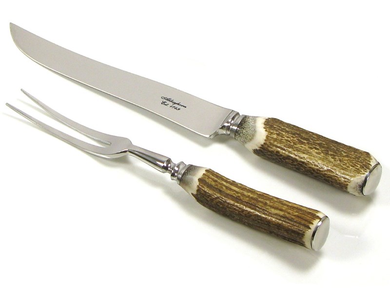 Stag Antler Handle Two Piece Carver Set Stag Antler Handle Two Piece Carver Set