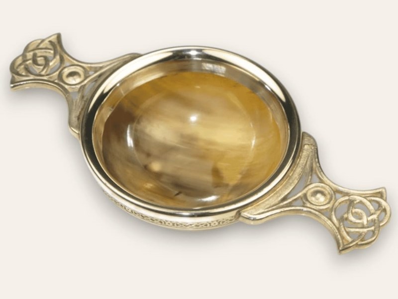 Cow Horn Quaich - Pewter Handles - Small Cow Horn Quaich - Pewter Handles - Small