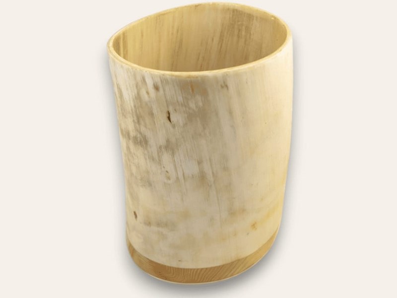 Cow Horn Storage Pot - Polished - Tall Cow Horn Storage Pot - Polished - Tall