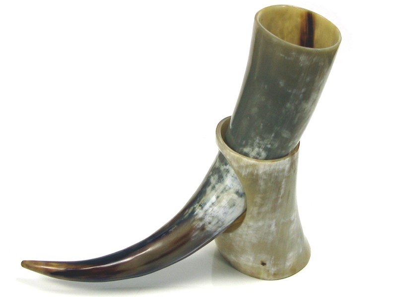 Drinking Horn On Stand - Polished | Handcrafted drinking horn