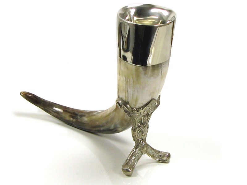 Pewter Mounted Horn Viking Drinking Horn Pewter Mounted Horn Viking Drinking Horn