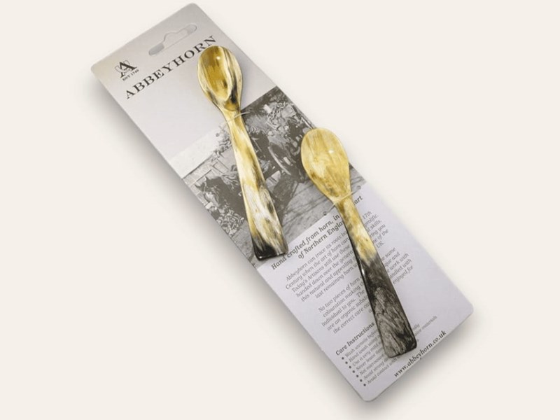 Egg Spoon - Square End - Two Carded | Cow Horn Egg Spoons Egg Spoon - Square End - Two Carded | Cow Horn Egg Spoons