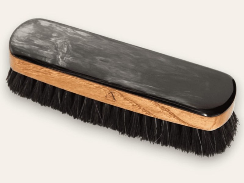 Horn Backed Rectangular Shoe Brush - Oak - Medium - Dark Bristles | SBRLOD Horn Backed Rectangular Shoe Brush - Oak - Medium - Dark Bristles | SBRLOD