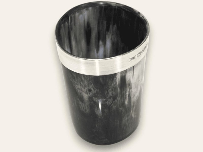 Horn Beaker with Silver Band - Polished - 120mm Horn Beaker with Silver Band - Polished - 120mm