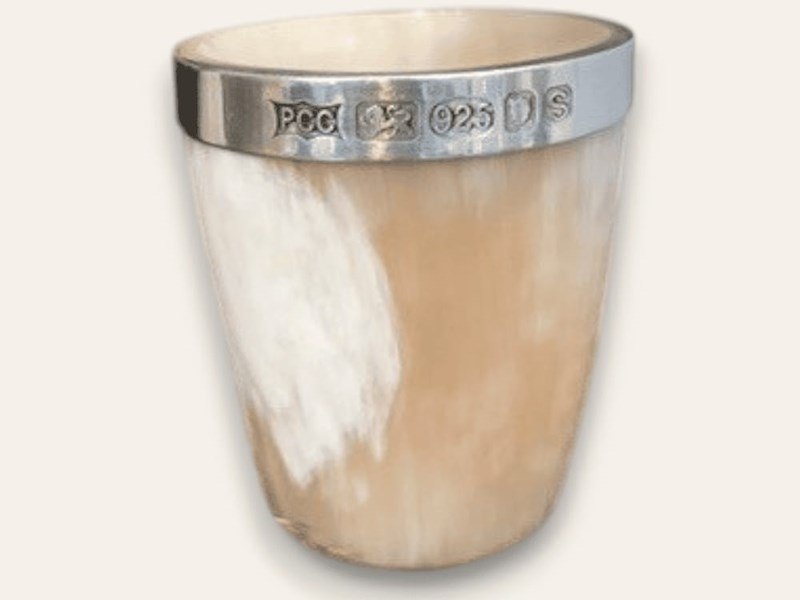 Horn Whisky Tot with Silver Band - Polished - Tiny - 60mm Horn Whisky Tot with Silver Band - Polished - Tiny - 60mm