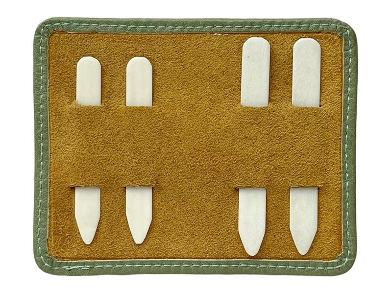Bone Collar Stiffeners with Green Leather Pouch