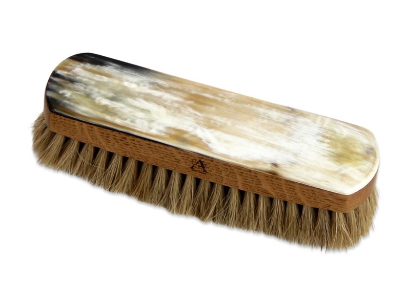 Horn Backed Rectangular Shoe Brush - Oak - Medium - Light Bristles