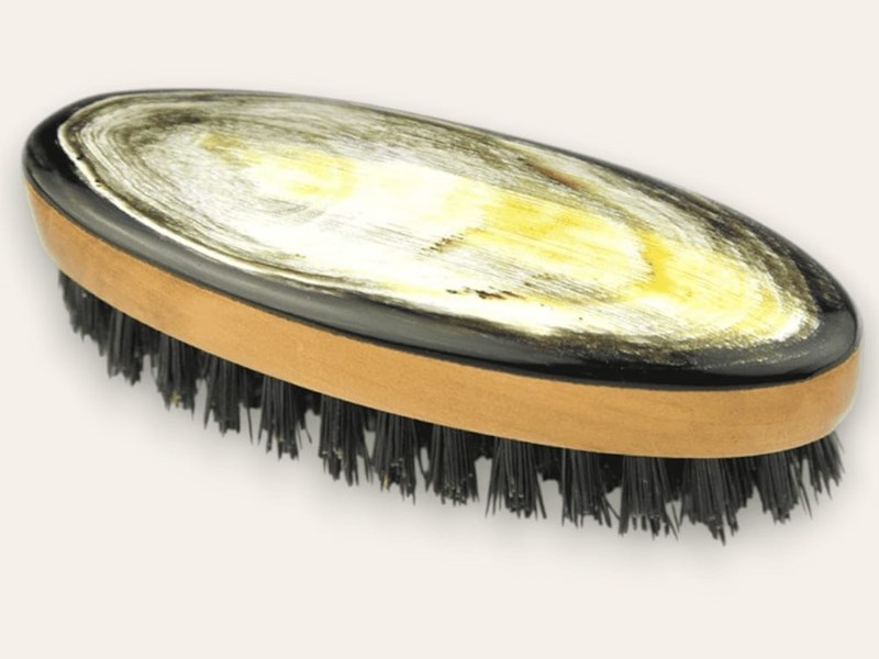 Oval Pearwood & Horn Beard Brush | Wild Boar Bristles Oval Pearwood & Horn Beard Brush | Wild Boar Bristles