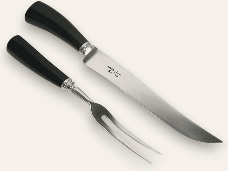 Polished Cow Horn Handle Two Piece Carver Set Polished Cow Horn Handle Two Piece Carver Set