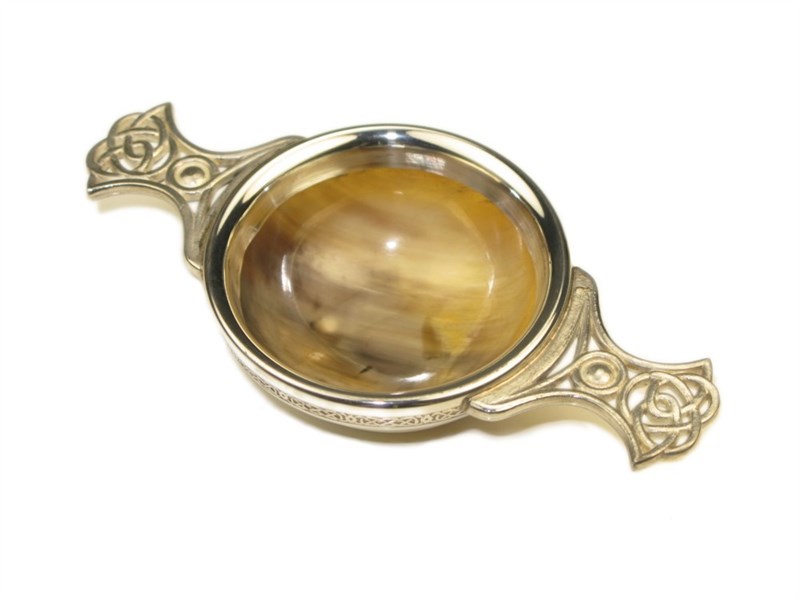 Cow Horn Quaich - Pewter Handles - Small Cow Horn Quaich - Pewter Handles - Small