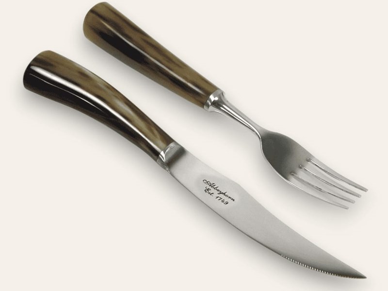 Steak Knife & Fork - Cow Horn Steak Knife & Fork - Cow Horn
