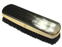 Horn Backed Rectangular Shoe Brush - Large - Dark Bristles