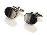 Cufflinks - Oval - Cow Horn
