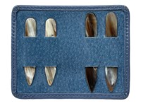 Horn Collar Stiffeners with Navy Leather Pouch