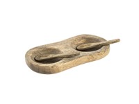 Mango Wood Rustic Salt Dish and Spoon Set