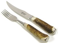 Steak Knife & Fork - Stag Antler