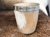Horn Whisky Tot with Silver Band - Polished - Tiny - 60mm