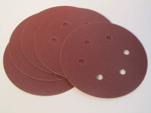 150mm Velours Discs 6 Extraction Holes RED Aluminium Oxide