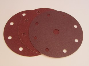 150mm Velours Discs 9 Extraction Holes RED Aluminium Oxide