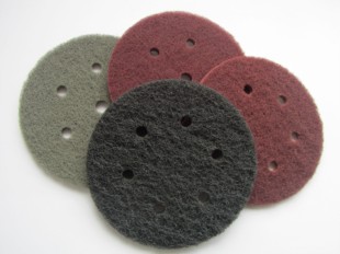 150mm Non Woven Fleece Velours Backed Discs 6 And 9 Holes ( Scotchbrite Type )