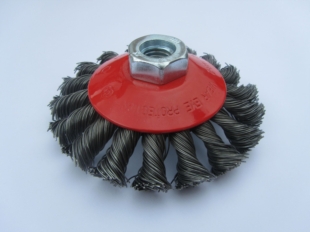 TWIST KNOT WIRE BEVEL BRUSH 100mm DIAMETER WITH M14 THREAD FOR GRINDERS