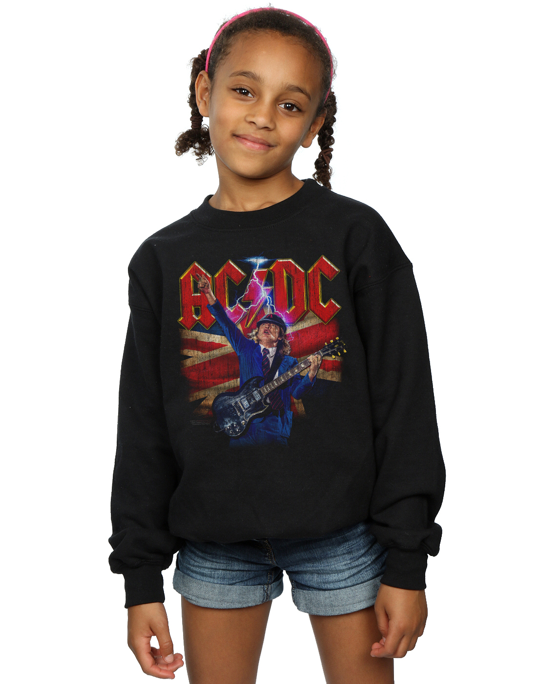AC/DC Girls Angus Union Flag Lightning Sweatshirt - Picture 4 of 13