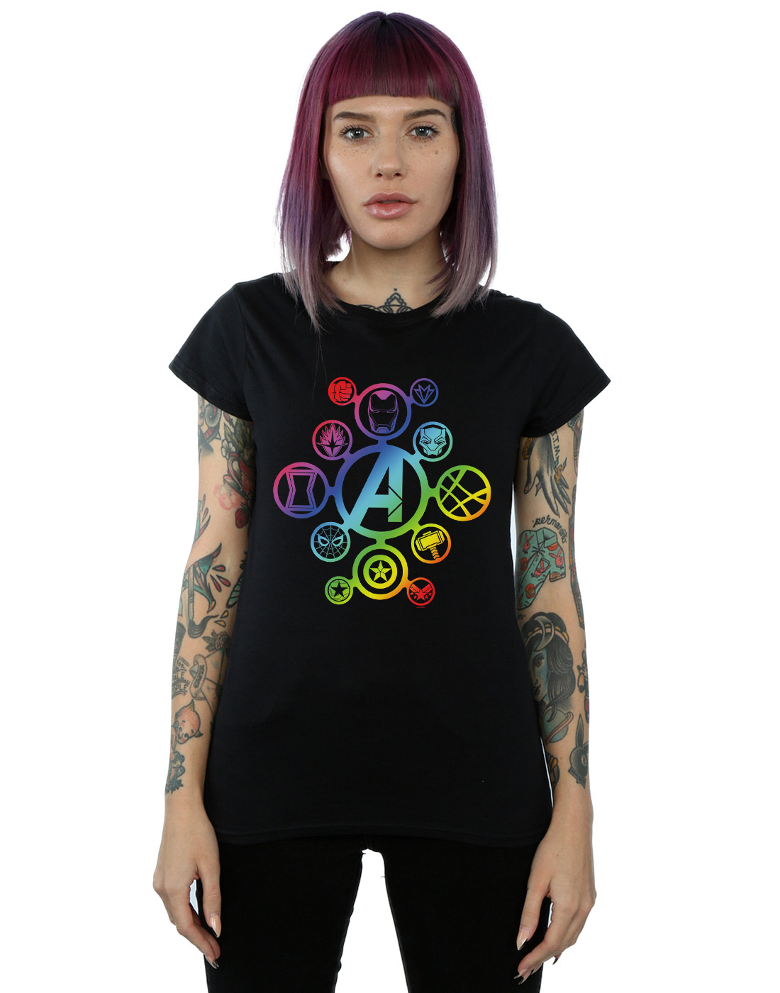 Marvel Girls Avengers Infinity War Rainbow Icons T-Shirt