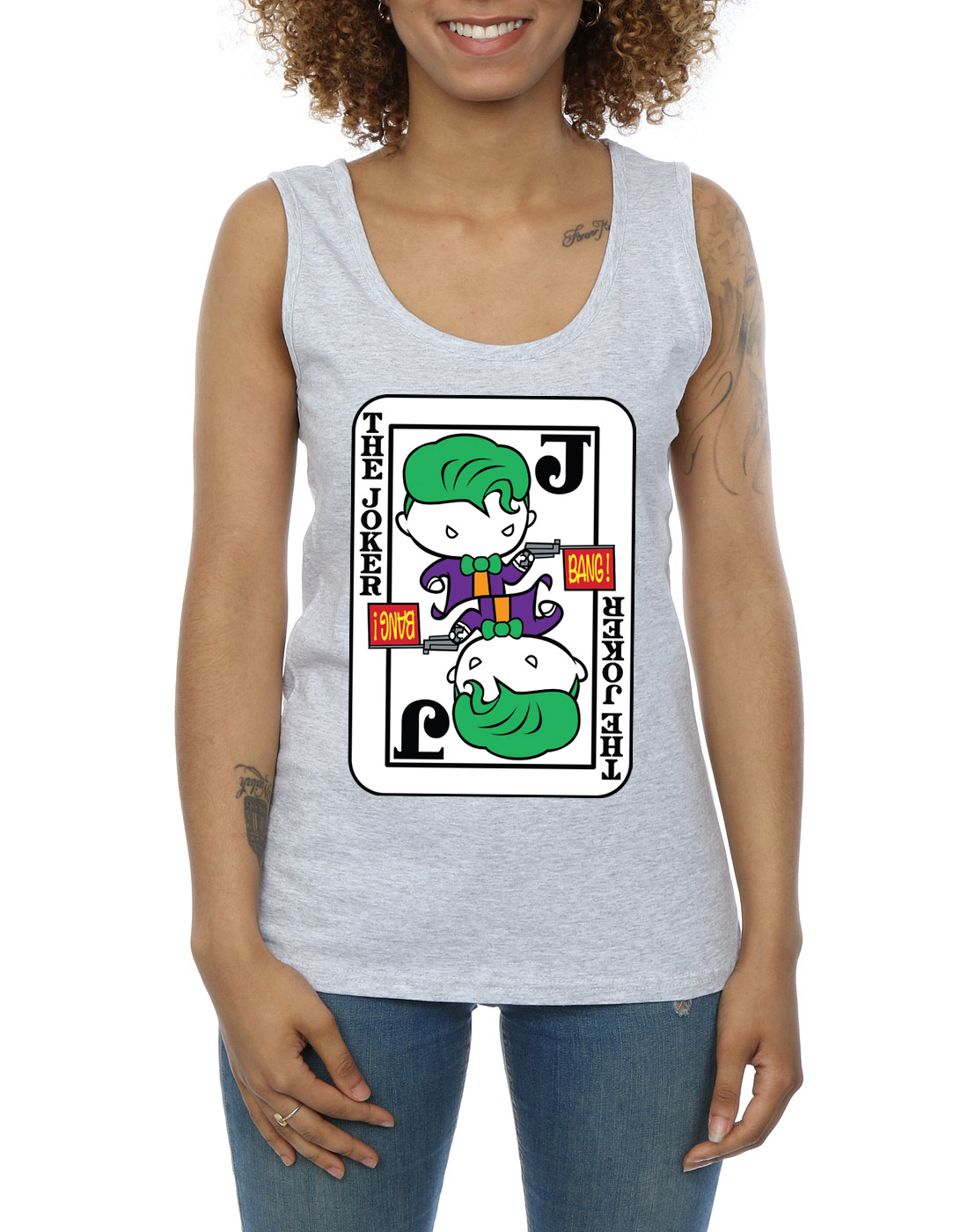 DC Comics Damen Chibi Joker Playing Card Muskelshirt - Bild 12 von 17