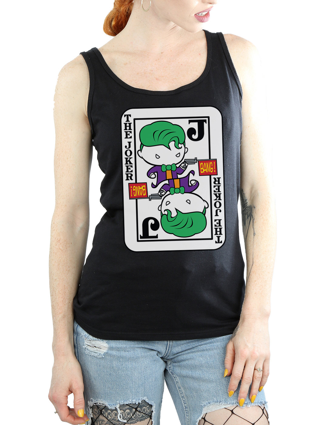 DC Comics Damen Chibi Joker Playing Card Muskelshirt - Bild 8 von 17