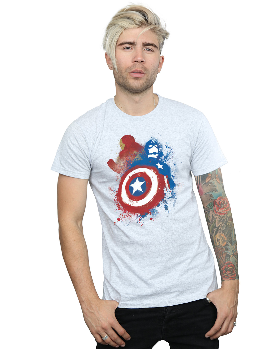 Mens Official Avengers Captain America Civil War Iron Man T-Shirt Top S M L XL