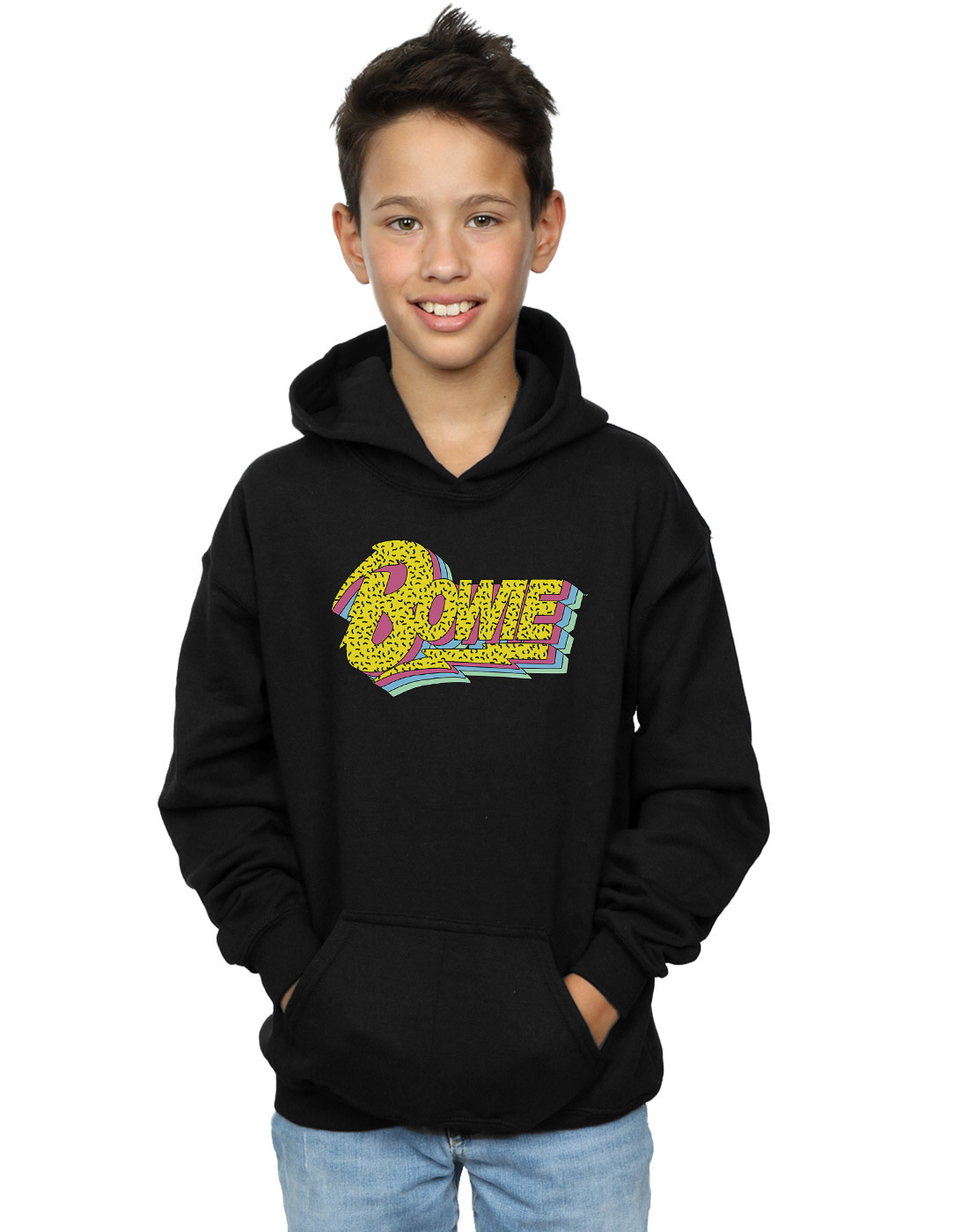 David Bowie Boys Moonlight 90s Logo Hoodie - Picture 4 of 7