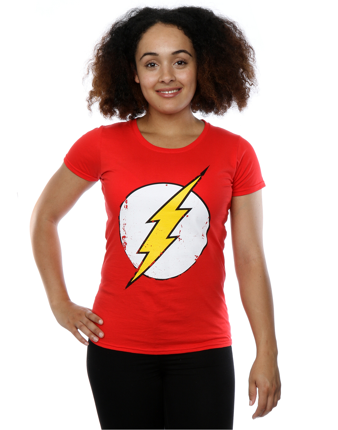 DC Comics Mujer The Flash Distressed Logo Camiseta del Novio Fit