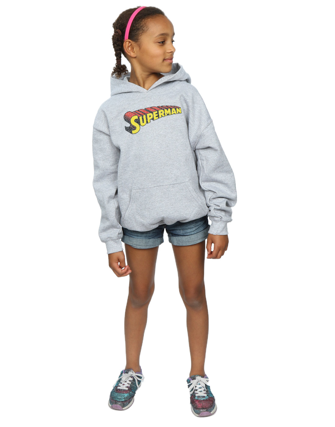 DC Comics Girls Superman Telescopic Crackle Logo Hoodie - Picture 13 of 13
