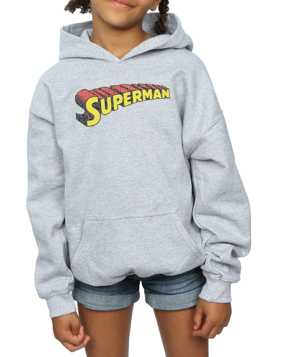 DC Comics Girls Superman Telescopic Crackle Logo Hoodie - Picture 12 of 13