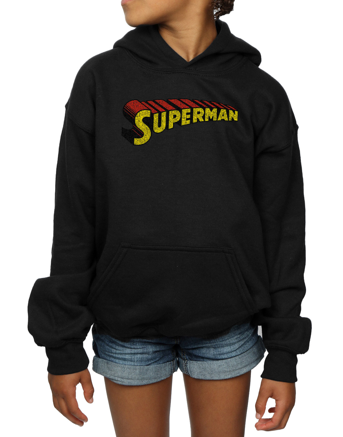 DC Comics Girls Superman Telescopic Crackle Logo Hoodie - Picture 8 of 13