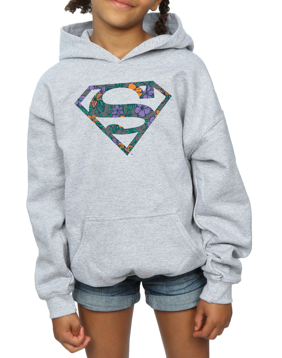 DC Comics Girls Superman Floral Logo 1 Hoodie - Picture 12 of 13