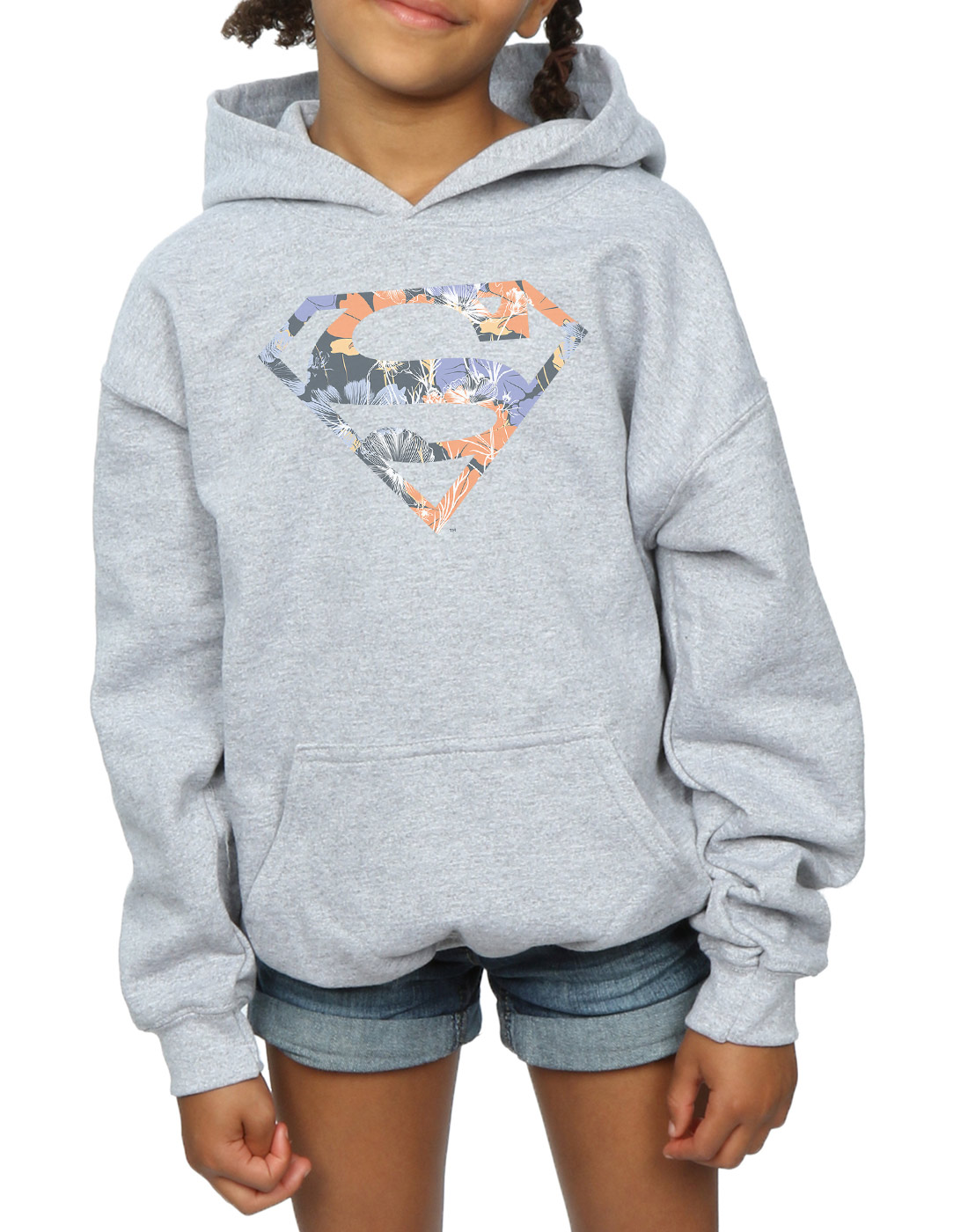 DC Comics Girls Superman Floral Logo 2 Hoodie - Picture 12 of 13