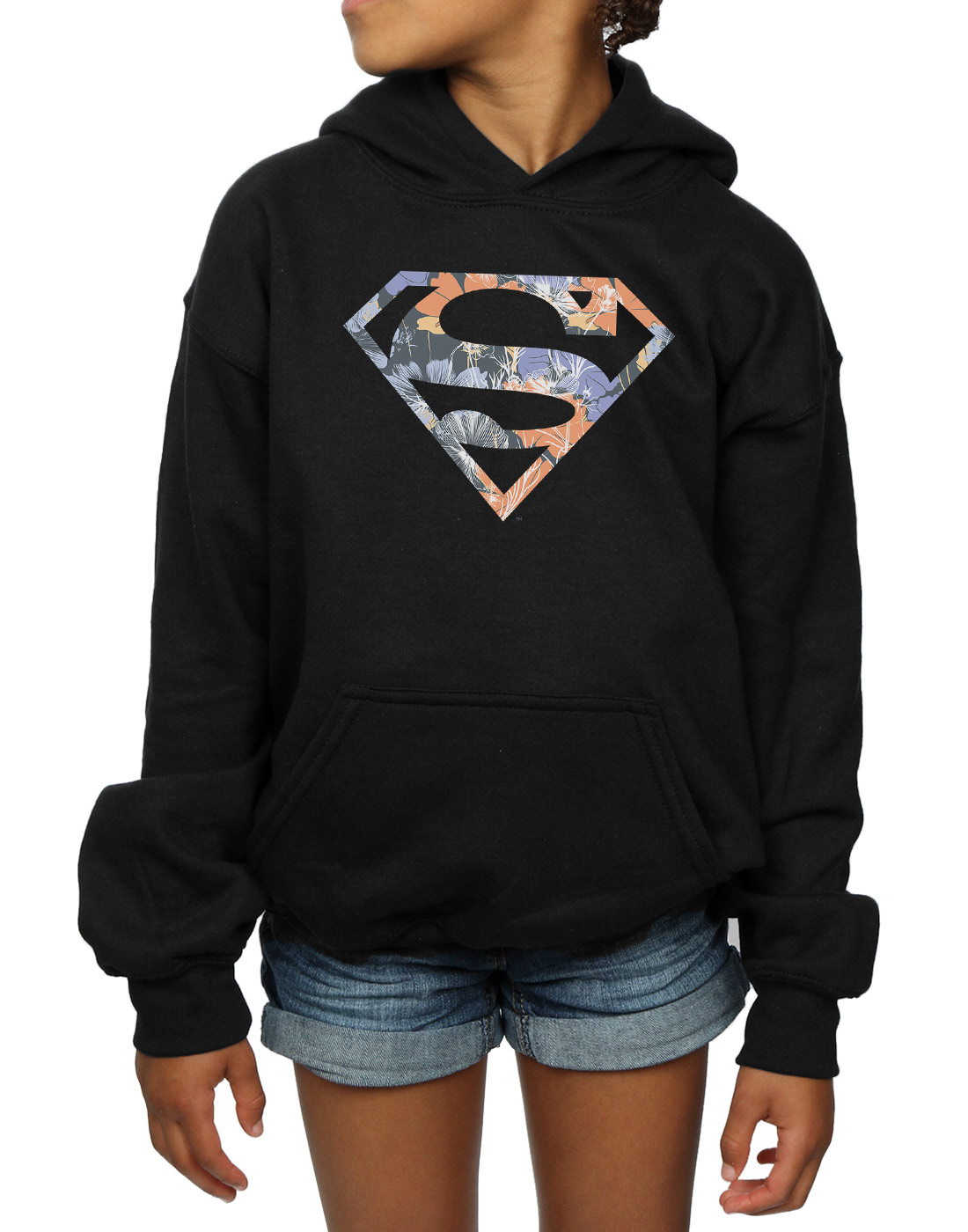 DC Comics Girls Superman Floral Logo 2 Hoodie - Picture 8 of 13