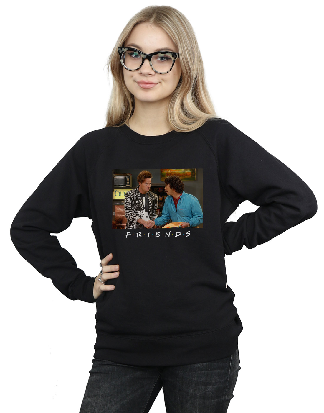 Absolute Cult Friends Girls Ross and Chandler Handshake Hoodie