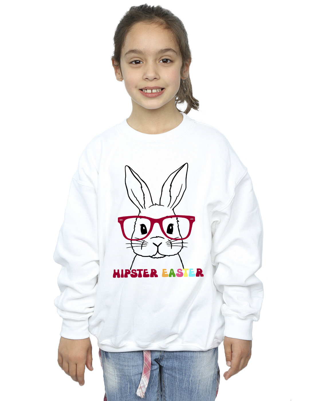 Easter Girls Hipster Easter Bunny Sweatshirt - Picture 8 of 10
